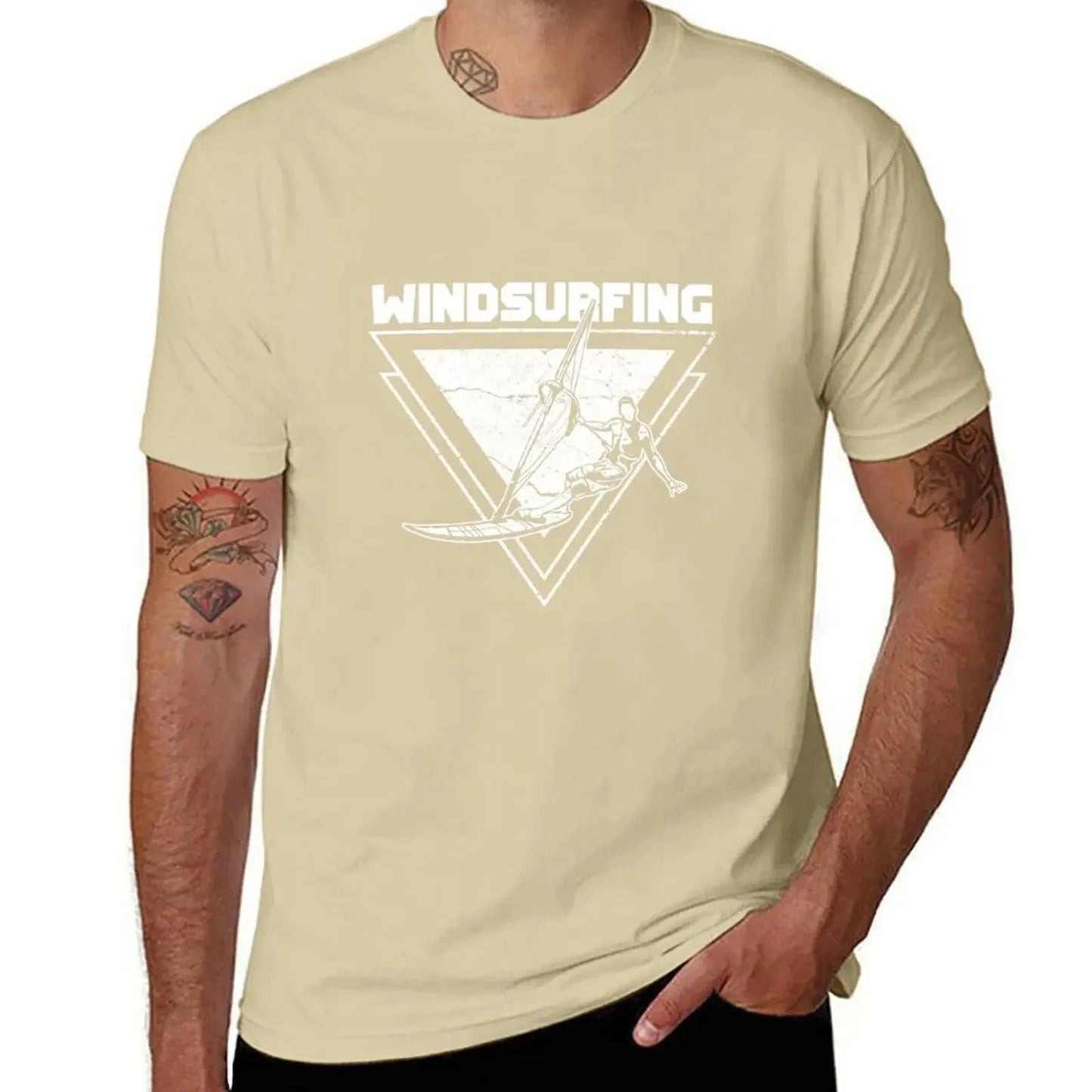 Windsurfing T-Shirt summer top black t-shirts for men