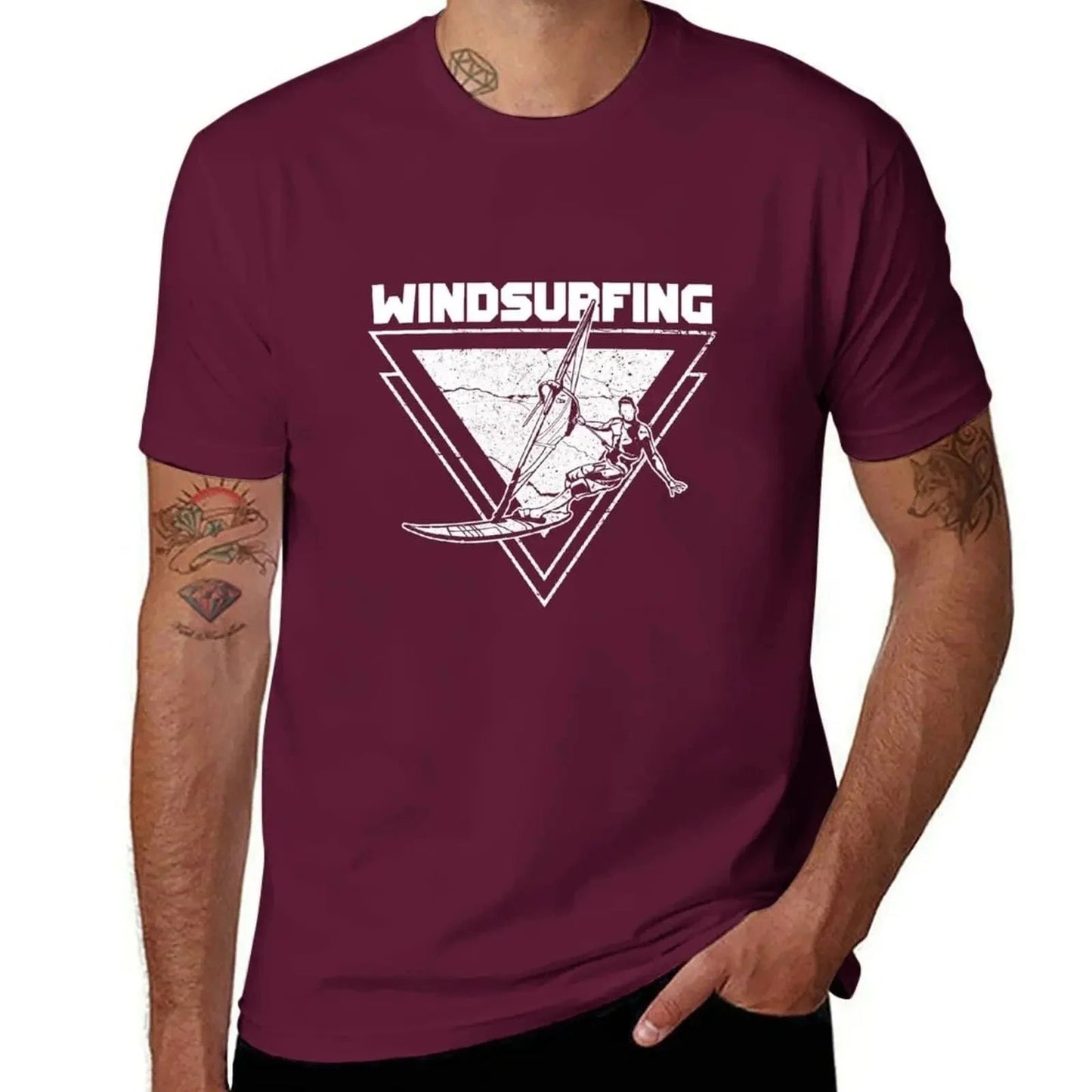 Windsurfing T-Shirt summer top black t-shirts for men
