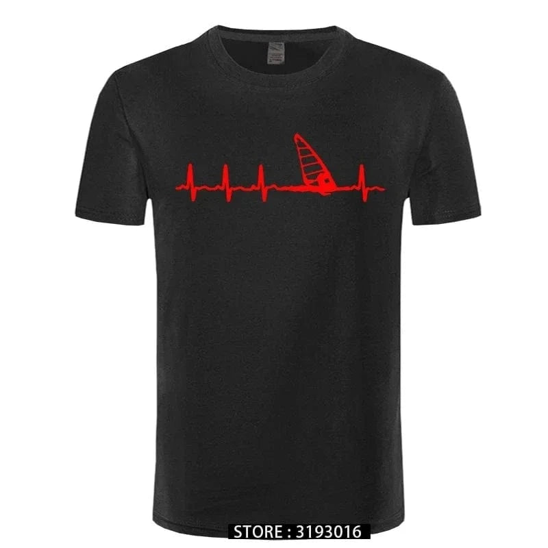 Unisex Windsurfing Heartbeat T-Shirt 3D Printed