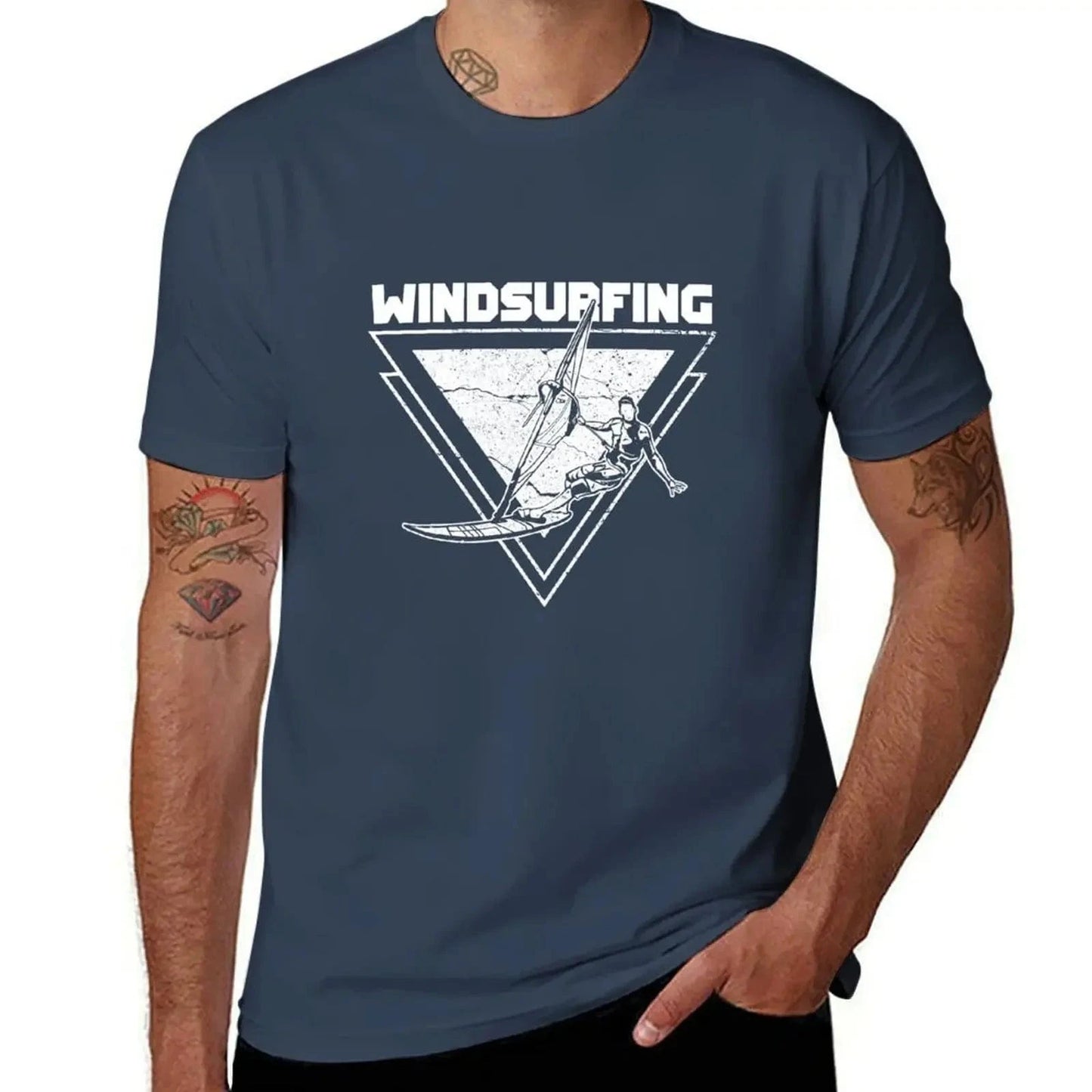 Windsurfing T-Shirt summer top black t-shirts for men