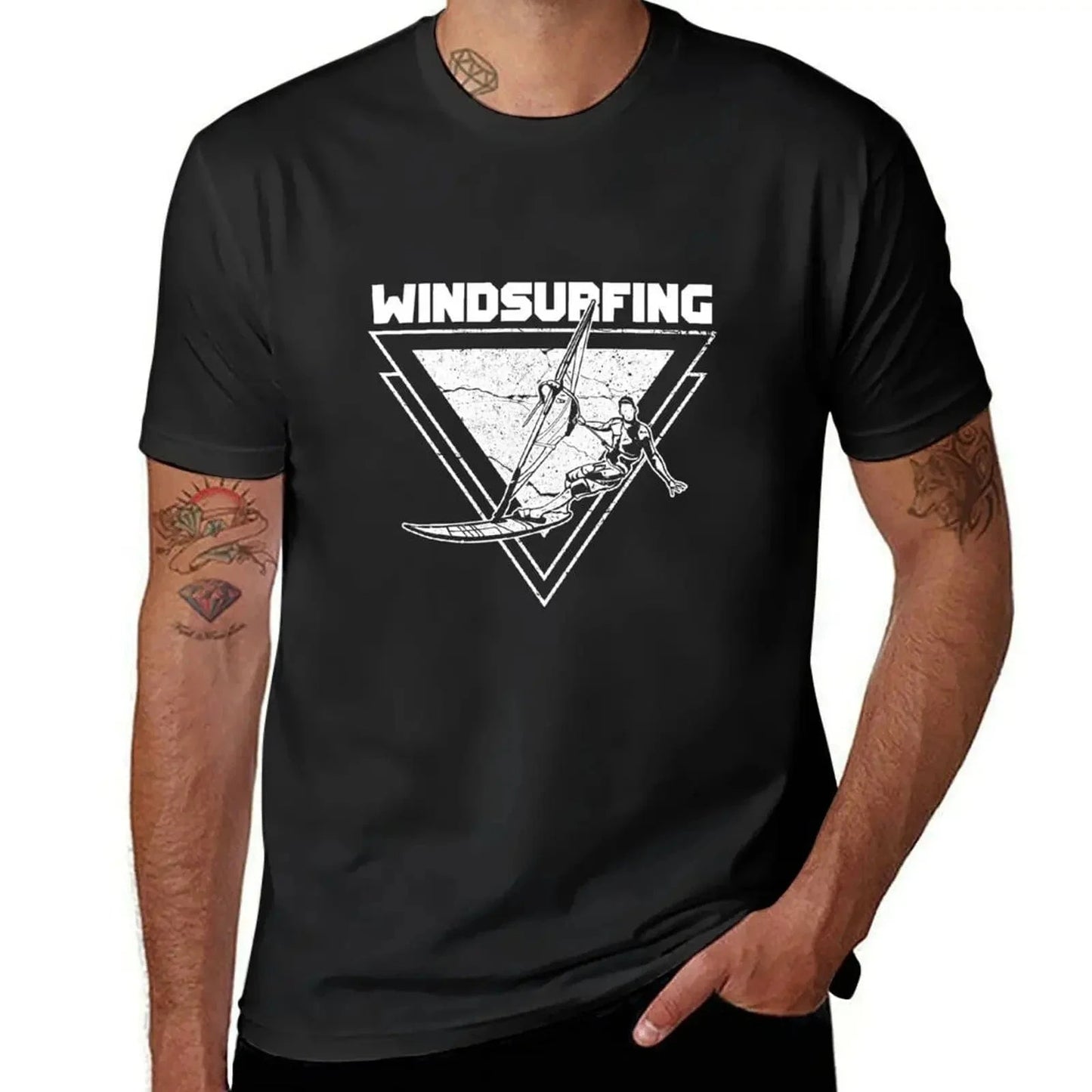 Windsurfing T-Shirt summer top black t-shirts for men