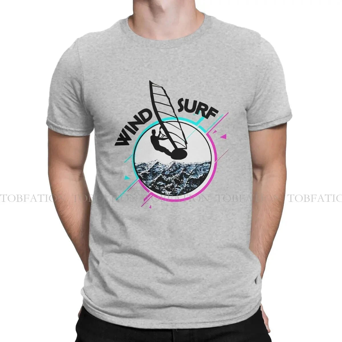 Windsurfing T-Shirt Men Style Pure Cotton Round Neck