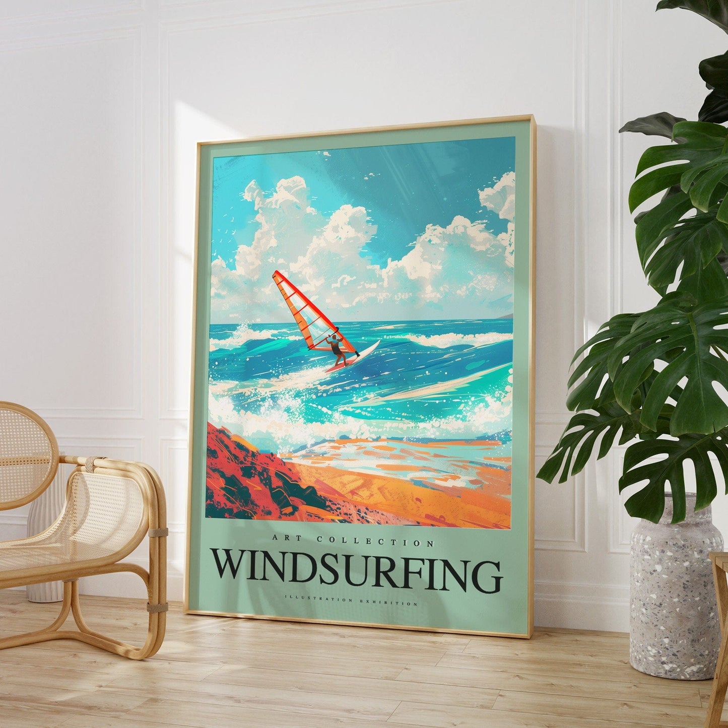Windsurfing Gifts and Gear Any colour - Windsurfing Print - Windsurfing poster - Windsurfing Art - Travel Poster - Any Size