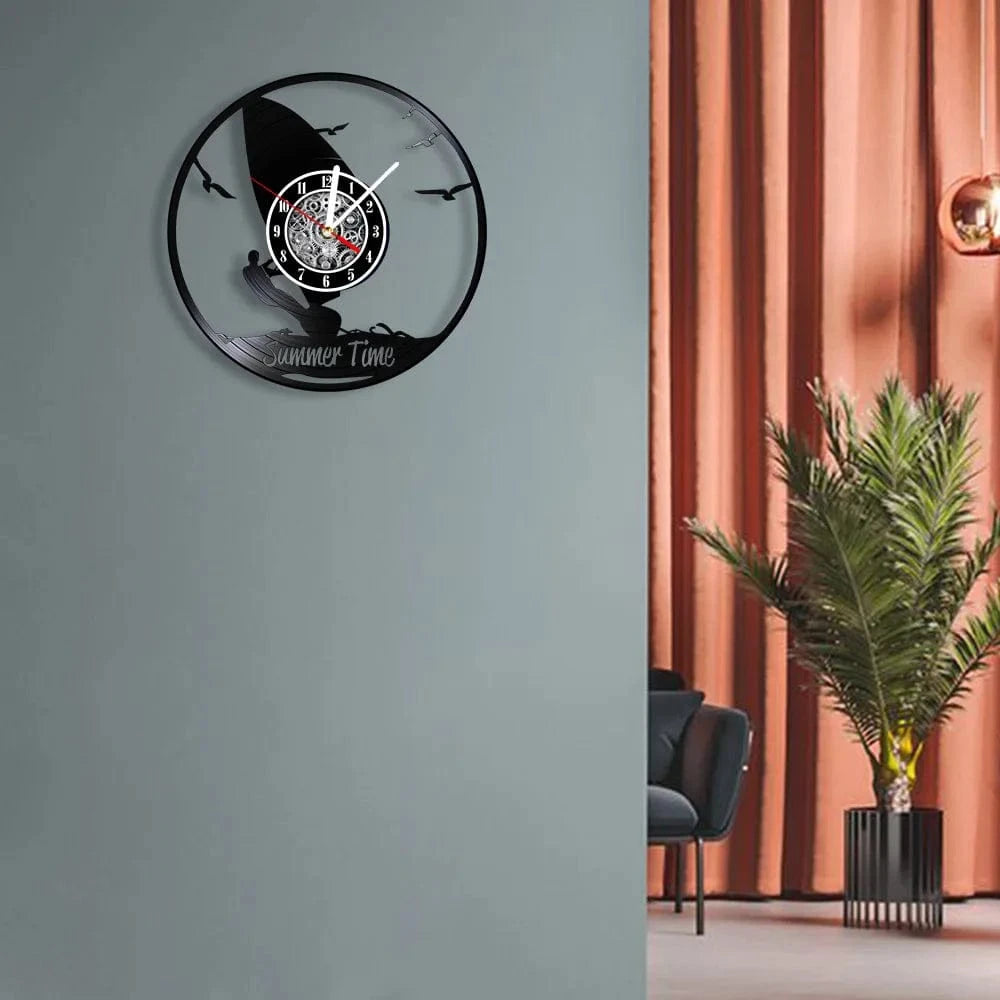 Windsurfing Gifts and Gear Clock Windsurfing Laser Cut Vinyl Record Wall Clock