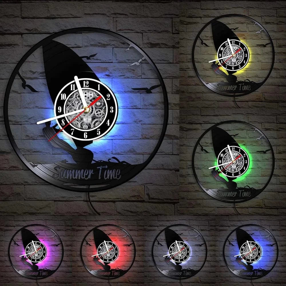 Windsurfing Gifts and Gear Clock Windsurfing Laser Cut Vinyl Record Wall Clock