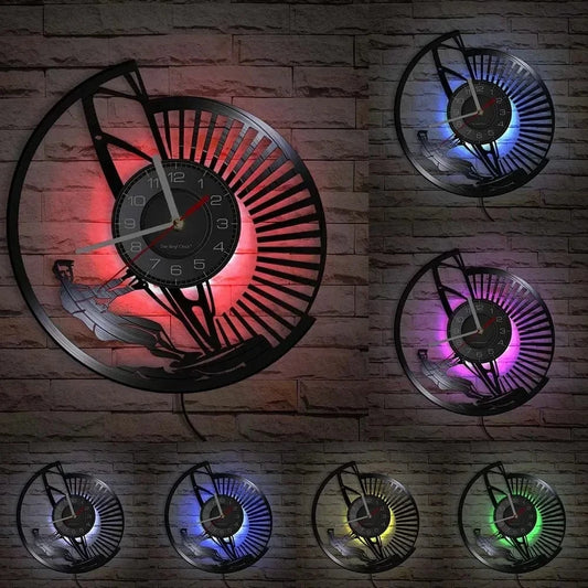 Windsurfing Gifts and Gear Clock With LED Windsurfing Vinyl LP Record Wall Clock Home Decor