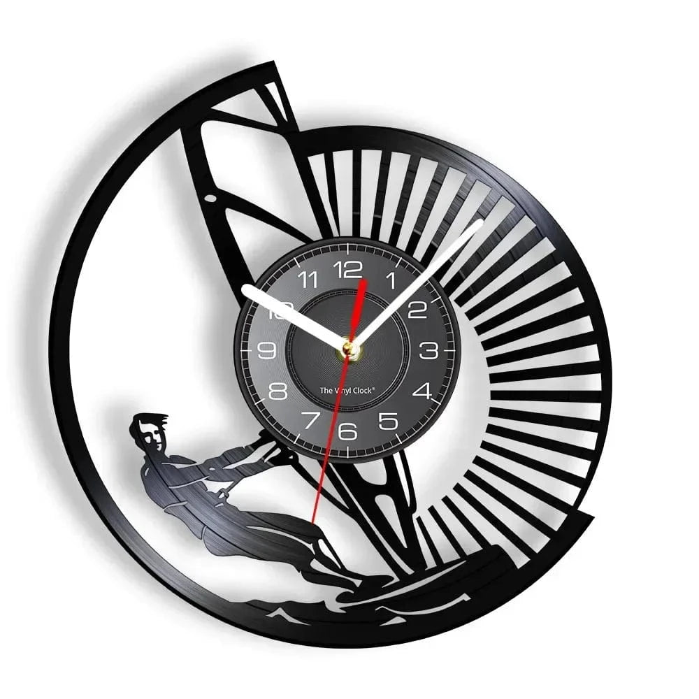 Windsurfing Gifts and Gear Clock Without LED Windsurfing Vinyl LP Record Wall Clock Home Decor