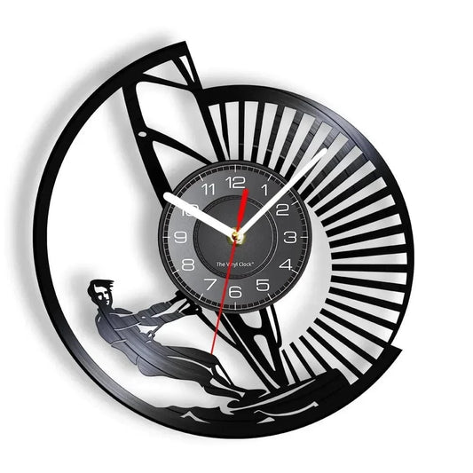 Windsurfing Gifts and Gear Clock Without LED Windsurfing Vinyl LP Record Wall Clock Home Decor