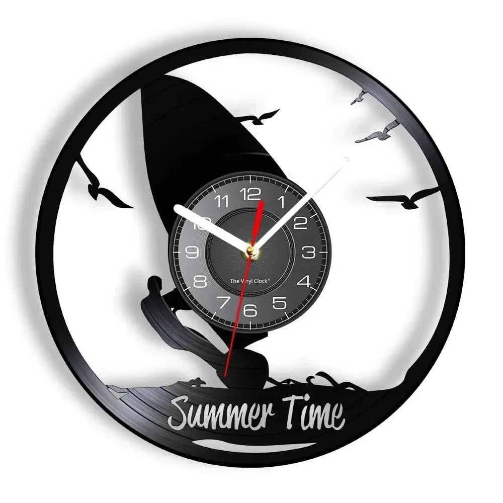 Windsurfing Gifts and Gear Clock Without LED1 Windsurfing Vinyl LP Record Wall Clock Home Decor