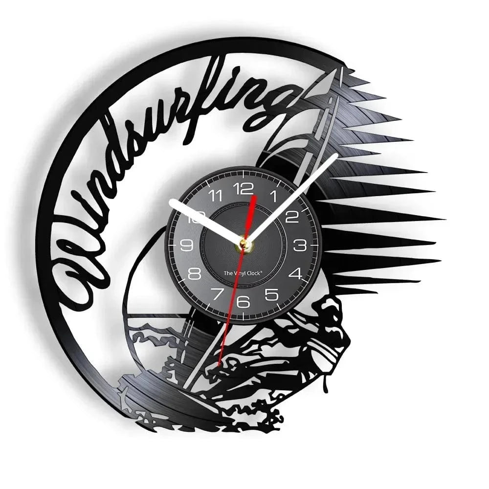 Windsurfing Gifts and Gear Clock Without LED3 Windsurfing Vinyl LP Record Wall Clock Home Decor