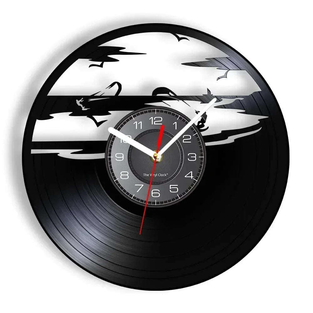 Windsurfing Gifts and Gear Clock Without LED5 Windsurfing Vinyl LP Record Wall Clock Home Decor