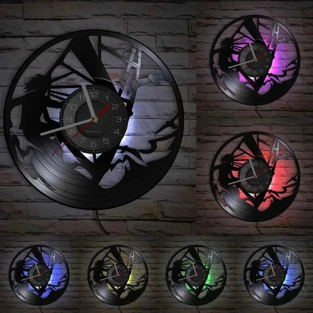 Windsurfing Gifts and Gear Clock With LED Windsurfing Vinyl Record Wall Clock Beach House Decor Extreme Water Sport Artwork Vinyl Disk Crafts Wall Clock Windsurfer Gift