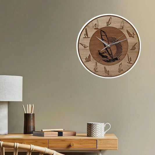 Windsurfing Gifts and Gear Clock Windsurfing Wall Clock Wind Surfer Art Man Cave Home Decor