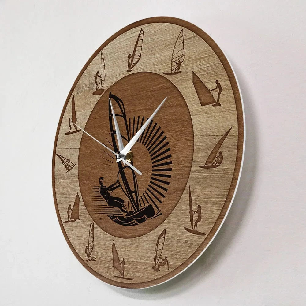 Windsurfing Gifts and Gear Clock Windsurfing Wall Clock Wind Surfer Art Man Cave Home Decor