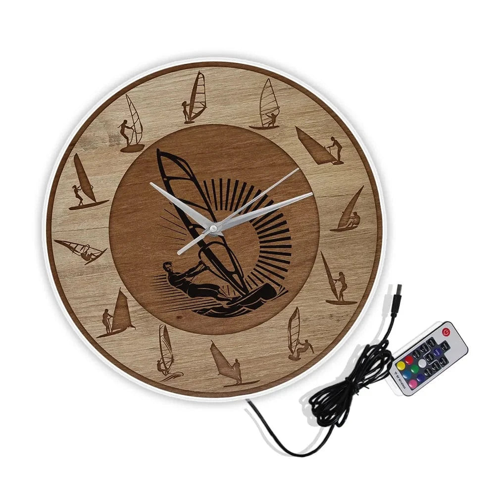 Windsurfing Gifts and Gear Clock Windsurfing Wall Clock Wind Surfer Art Man Cave Home Decor