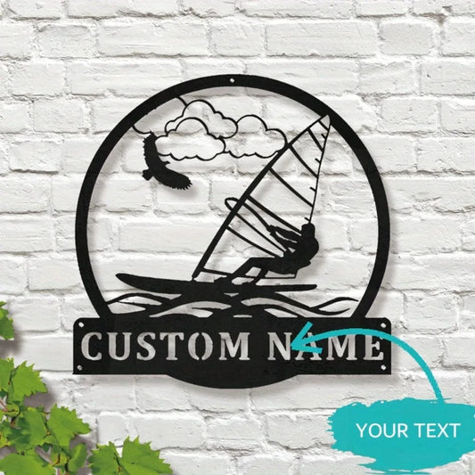 Windsurfing Gifts and Gear Decal Custom Personalized Metal Windsurfing Wall Art