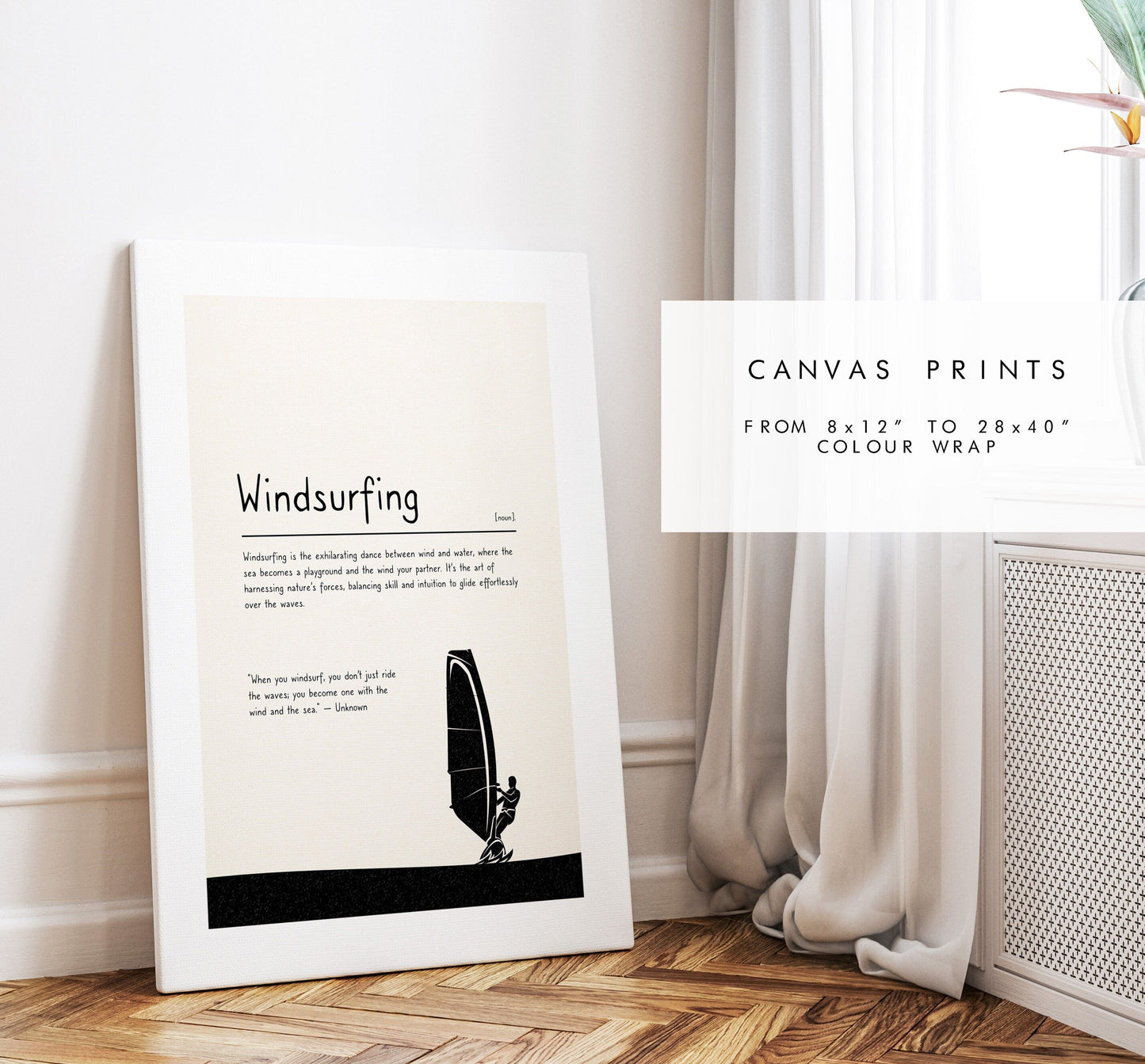 Windsurfing Gifts and Gear Decor Windsurfing Definition Print - Custom Text/Quote Options - Customised Gift - Framed or Canvas - Quote Print - Different Colours Available