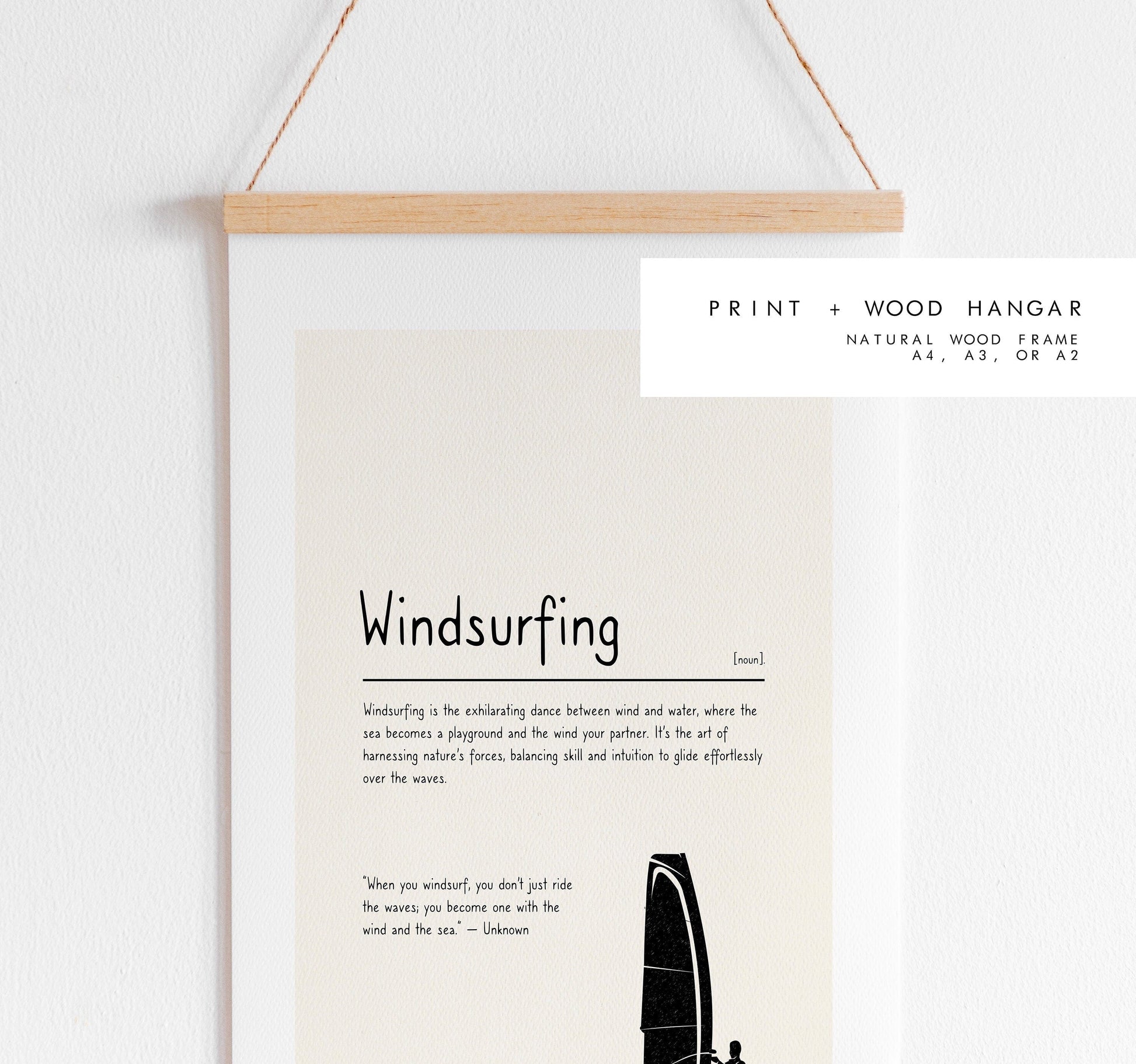 Windsurfing Gifts and Gear Decor Windsurfing Definition Print - Custom Text/Quote Options - Customised Gift - Framed or Canvas - Quote Print - Different Colours Available