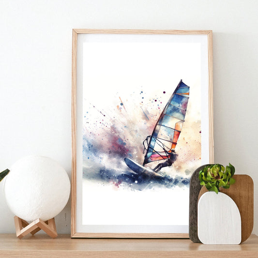 Windsurfing Gifts and Gear Decor Windsurfing Print Poster Set - Set of 3 Windsurfer Posters | Watercolour Art Painting | Wind Surfing Decoration Decor | Sports Gifts