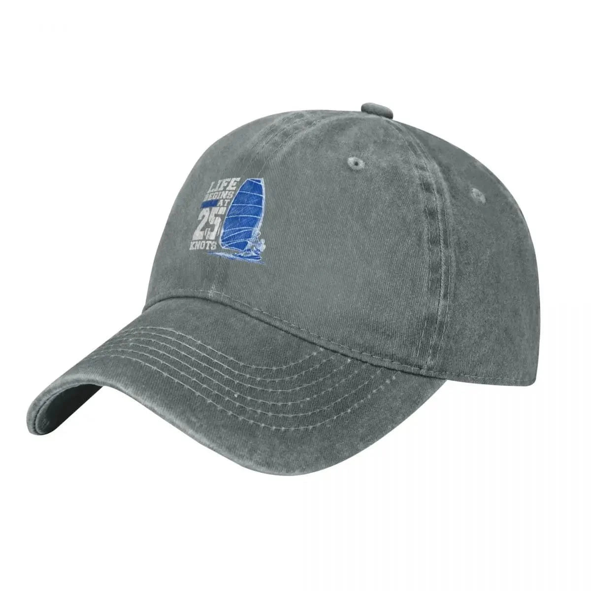 Windsurfing Gifts and Gear Hat Gray Life begins at 25 knots windsurfing Cap