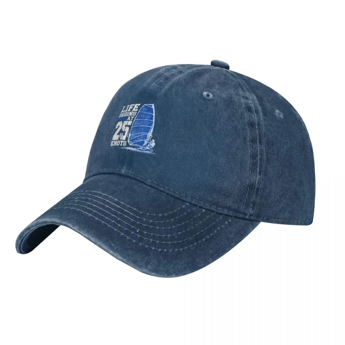 Windsurfing Gifts and Gear Hat Navy Blue Life begins at 25 knots windsurfing Cap
