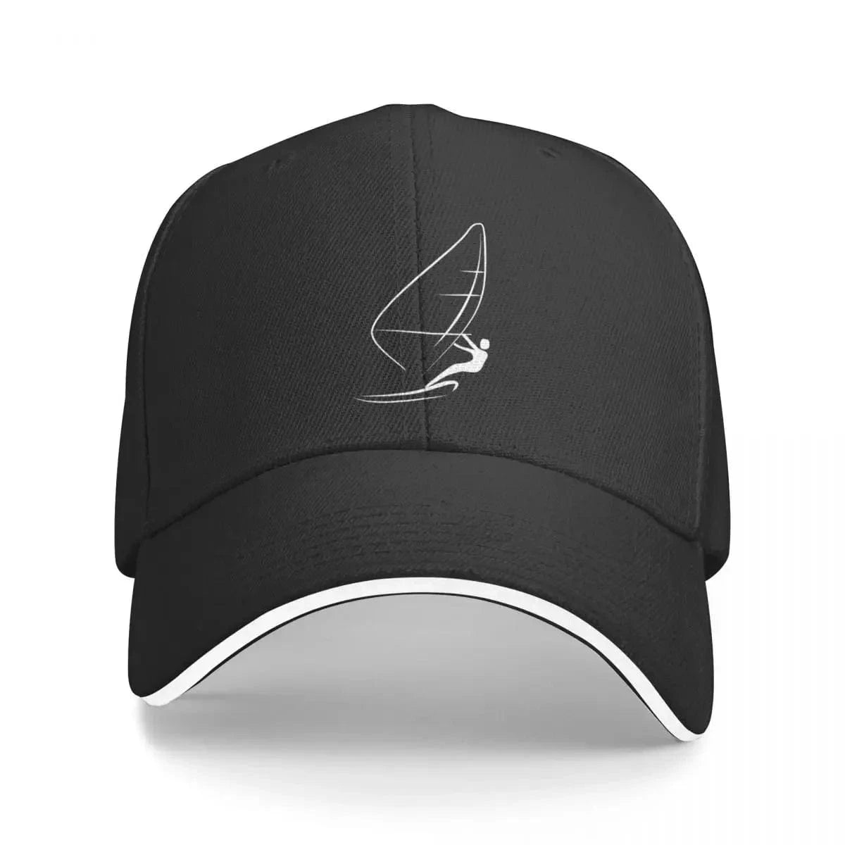 Windsurfing Gifts and Gear Hat Black Minimalist Windsurfing Design Baseball Cap Luxury man cap Mountaineering Fishing cap Streetwear Golf Wear Men Women's