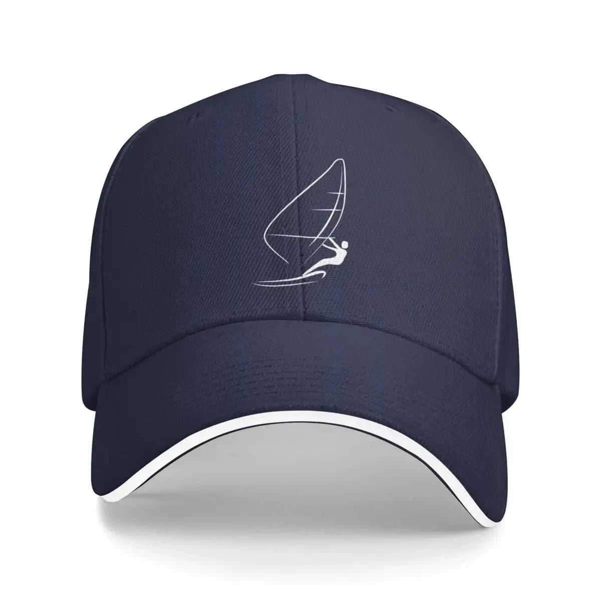 Windsurfing Gifts and Gear Hat Navy Blue Minimalist Windsurfing Design Baseball Cap Luxury man cap Mountaineering Fishing cap Streetwear Golf Wear Men Women's