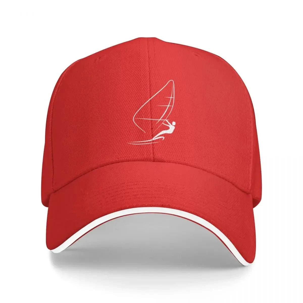 Windsurfing Gifts and Gear Hat Red Minimalist Windsurfing Design Baseball Cap Luxury man cap Mountaineering Fishing cap Streetwear Golf Wear Men Women's