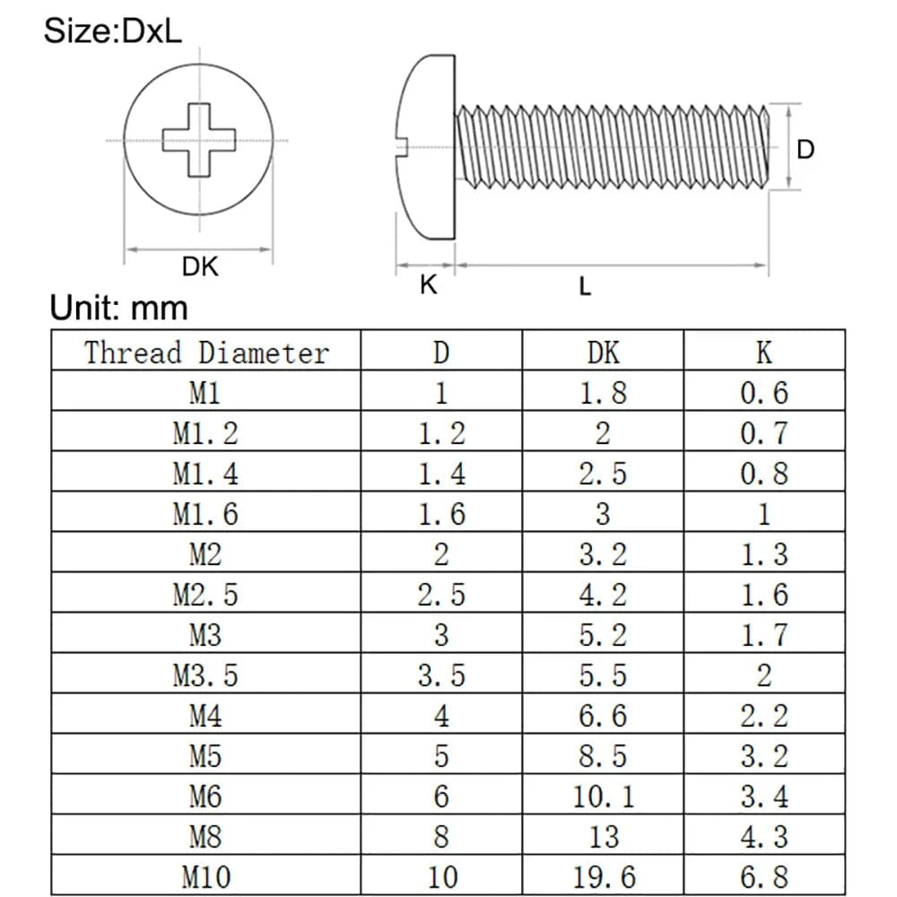 Windsurfing Gifts and Gear Screw 10pcs Round M6 Stainless Steel Phillips Round Pan Head Windsurfing Fin Screw