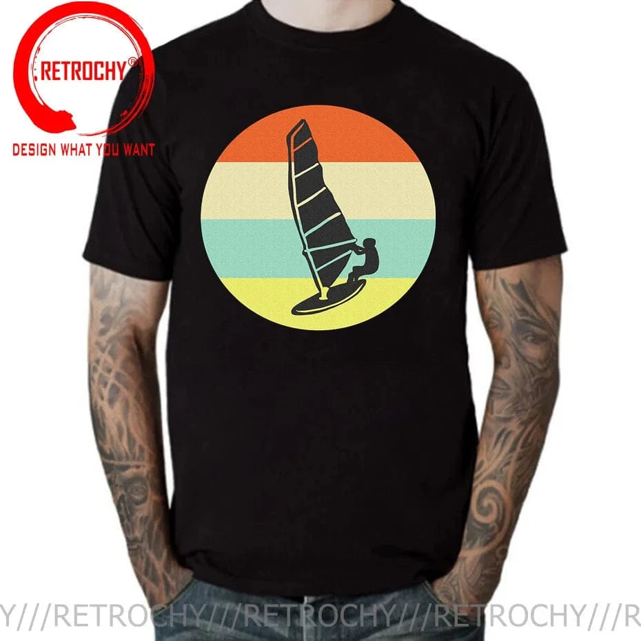 Windsurfing Gifts and Gear T-Shirt Black 11 / XXXL Fashion Retro Windsurfing Kitesurf T-shirts Vintage