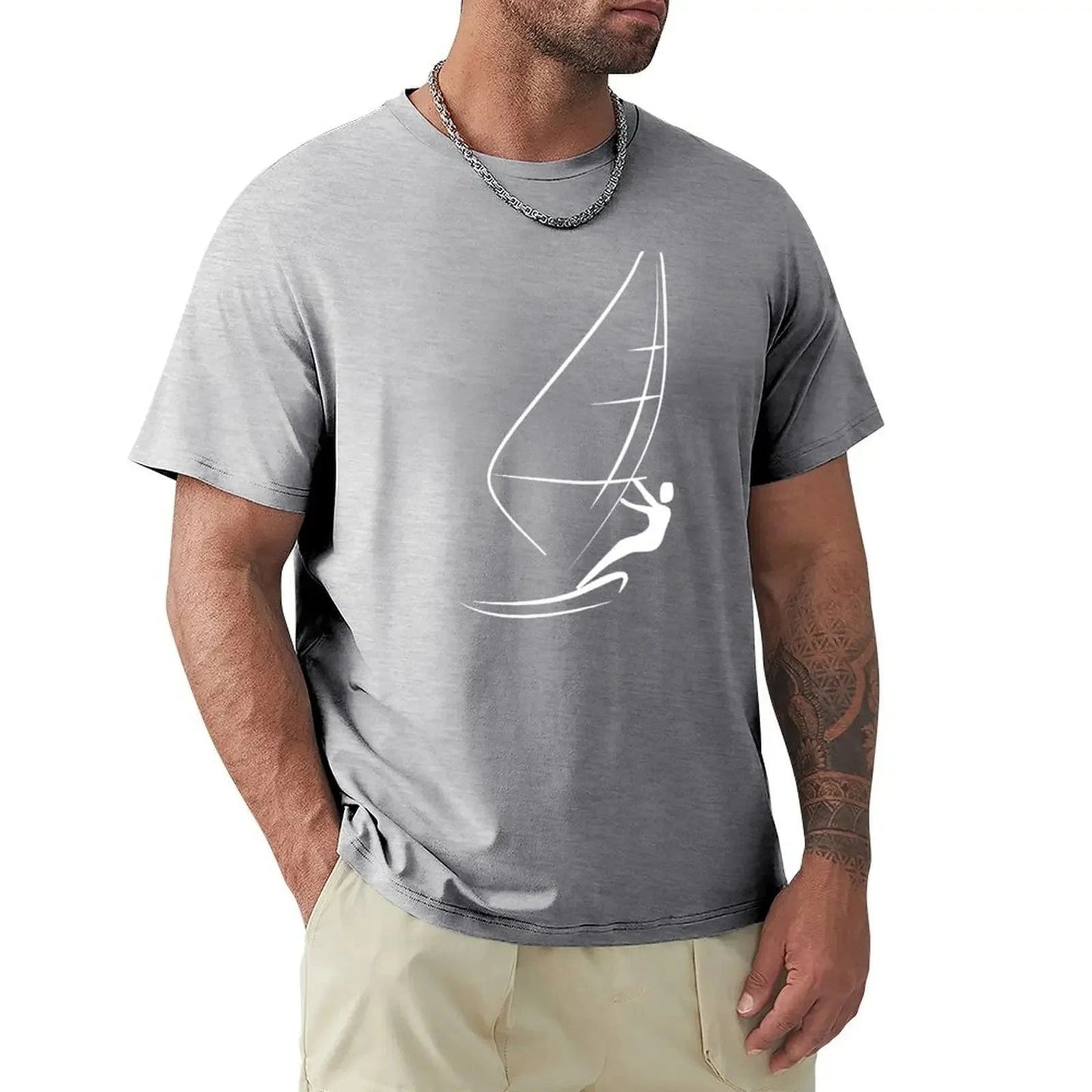 Windsurfing Gifts and Gear T-Shirt Gray / 4XL Minimalist Windsurfing Design T-shirt
