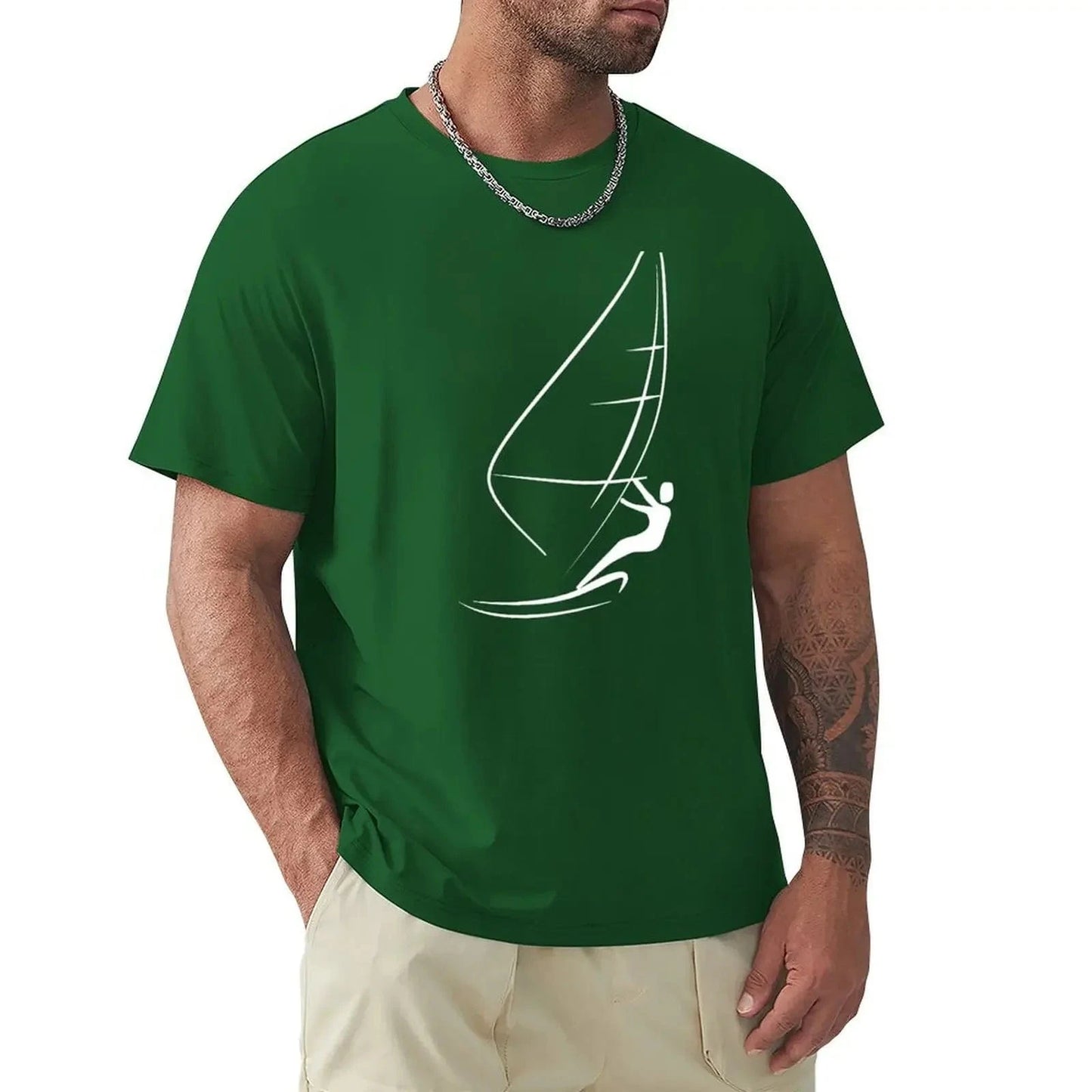 Windsurfing Gifts and Gear T-Shirt Green / S Minimalist Windsurfing Design T-shirt