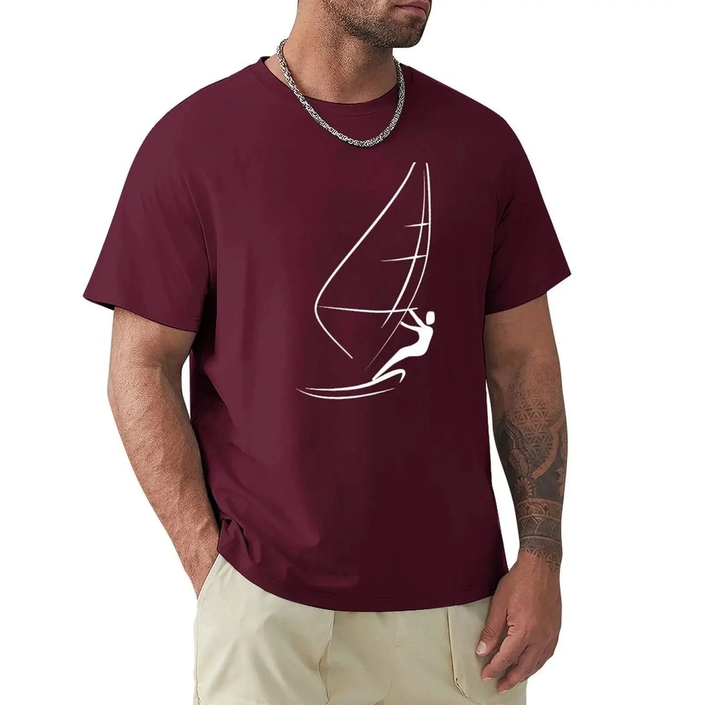 Windsurfing Gifts and Gear T-Shirt Maroon / M Minimalist Windsurfing Design T-shirt