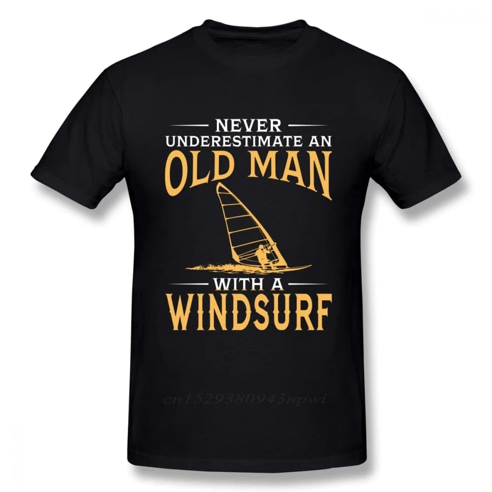 Windsurfing Gifts and Gear T-Shirt black / S Never underestimate an Old Man Windsrufer T-Shirt Casual