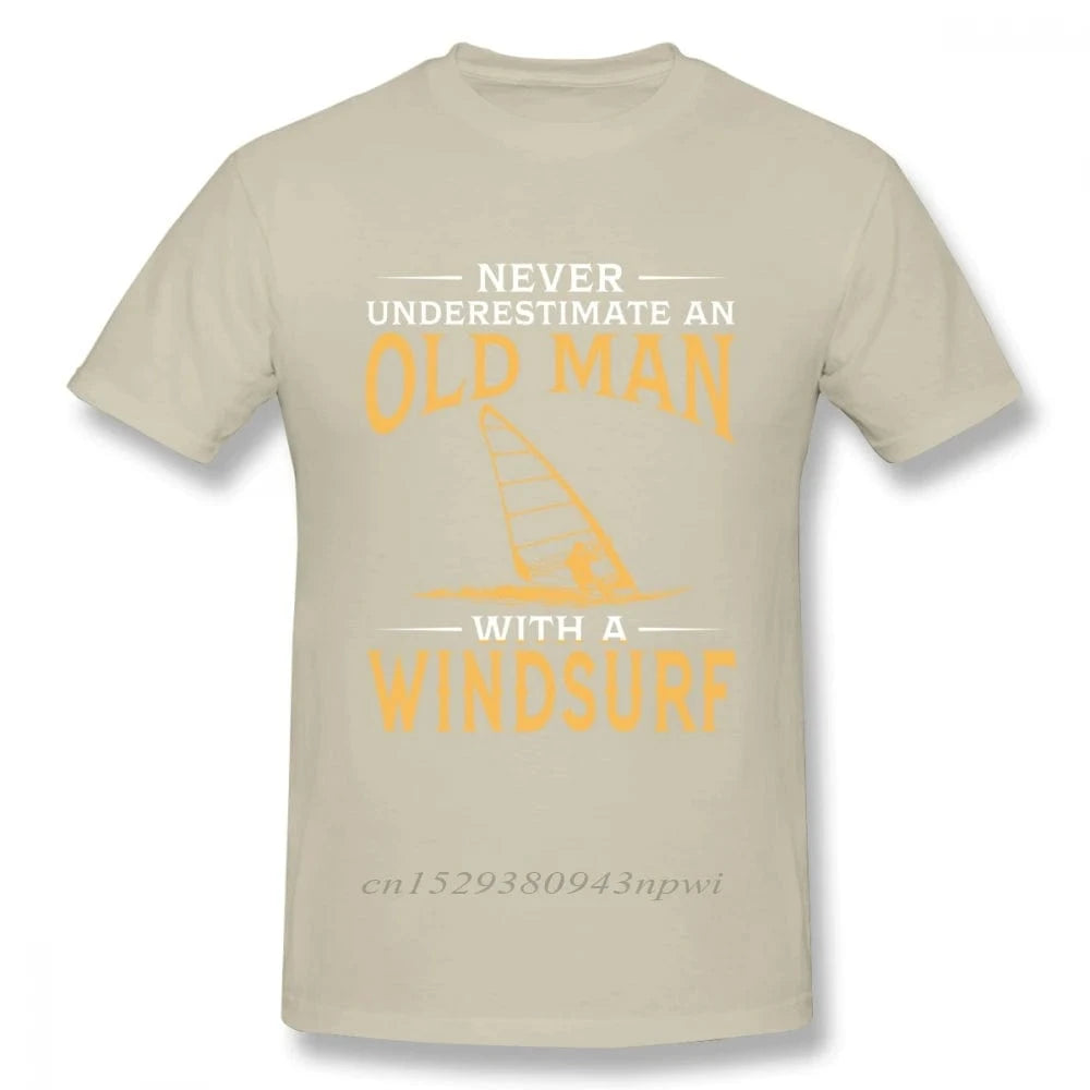 Windsurfing Gifts and Gear T-Shirt khaki / M Never underestimate an Old Man Windsrufer T-Shirt Casual