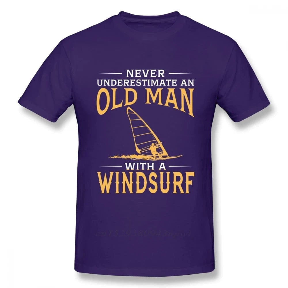 Windsurfing Gifts and Gear T-Shirt purple / XS Never underestimate an Old Man Windsrufer T-Shirt Casual