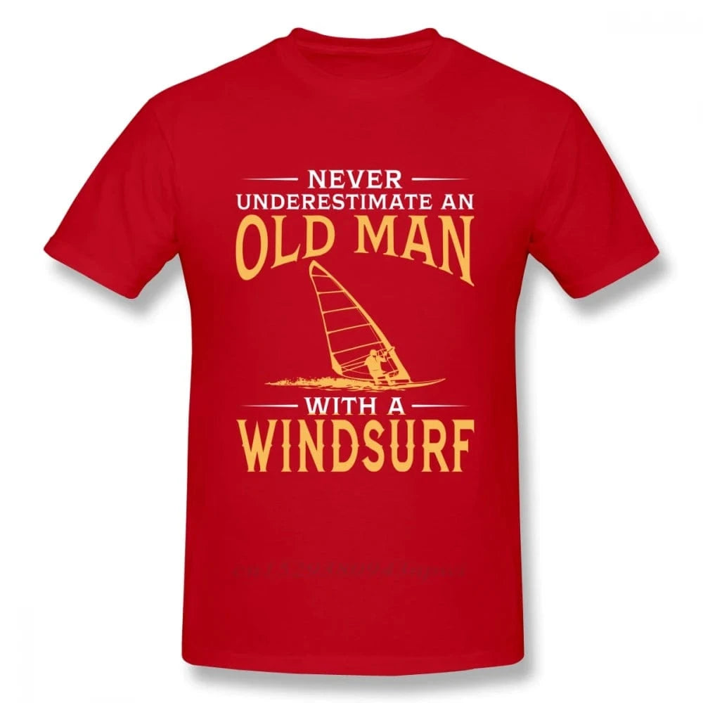 Windsurfing Gifts and Gear T-Shirt red / M Never underestimate an Old Man Windsrufer T-Shirt Casual