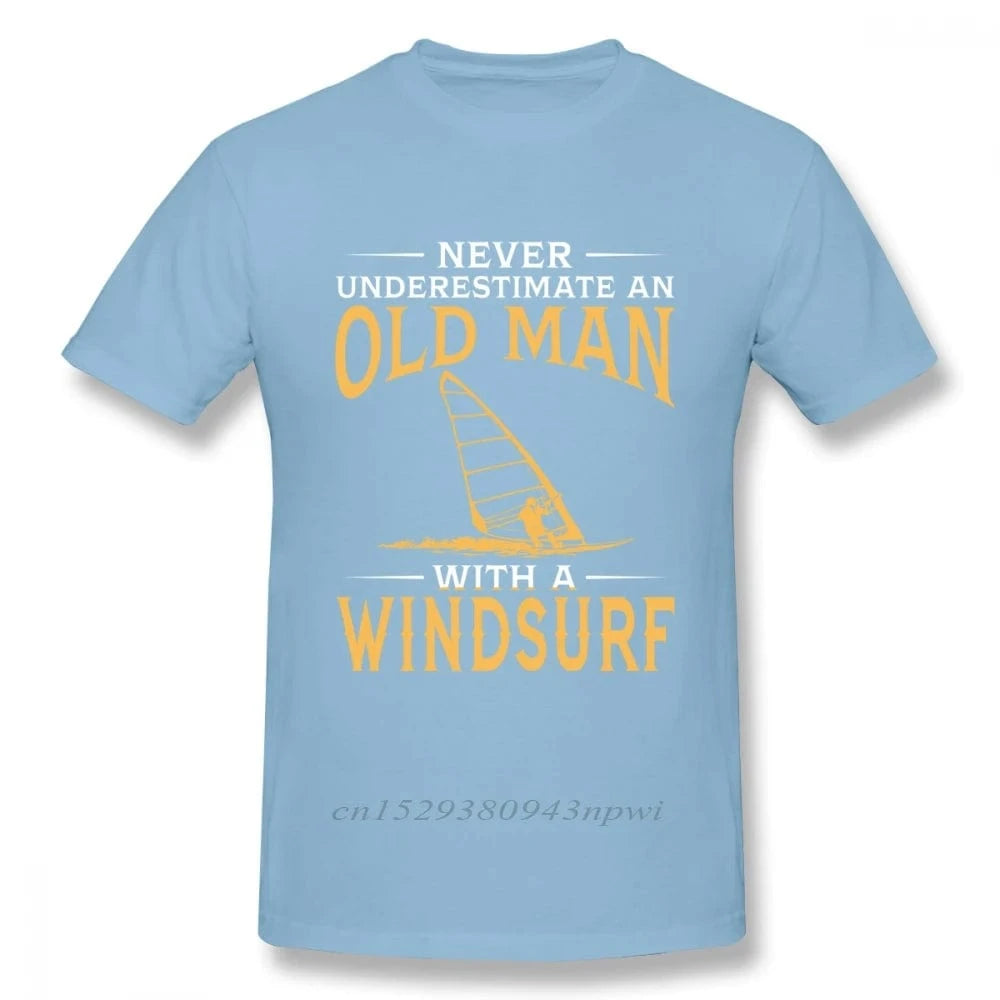 Windsurfing Gifts and Gear T-Shirt sky blue / XL Never underestimate an Old Man Windsrufer T-Shirt Casual