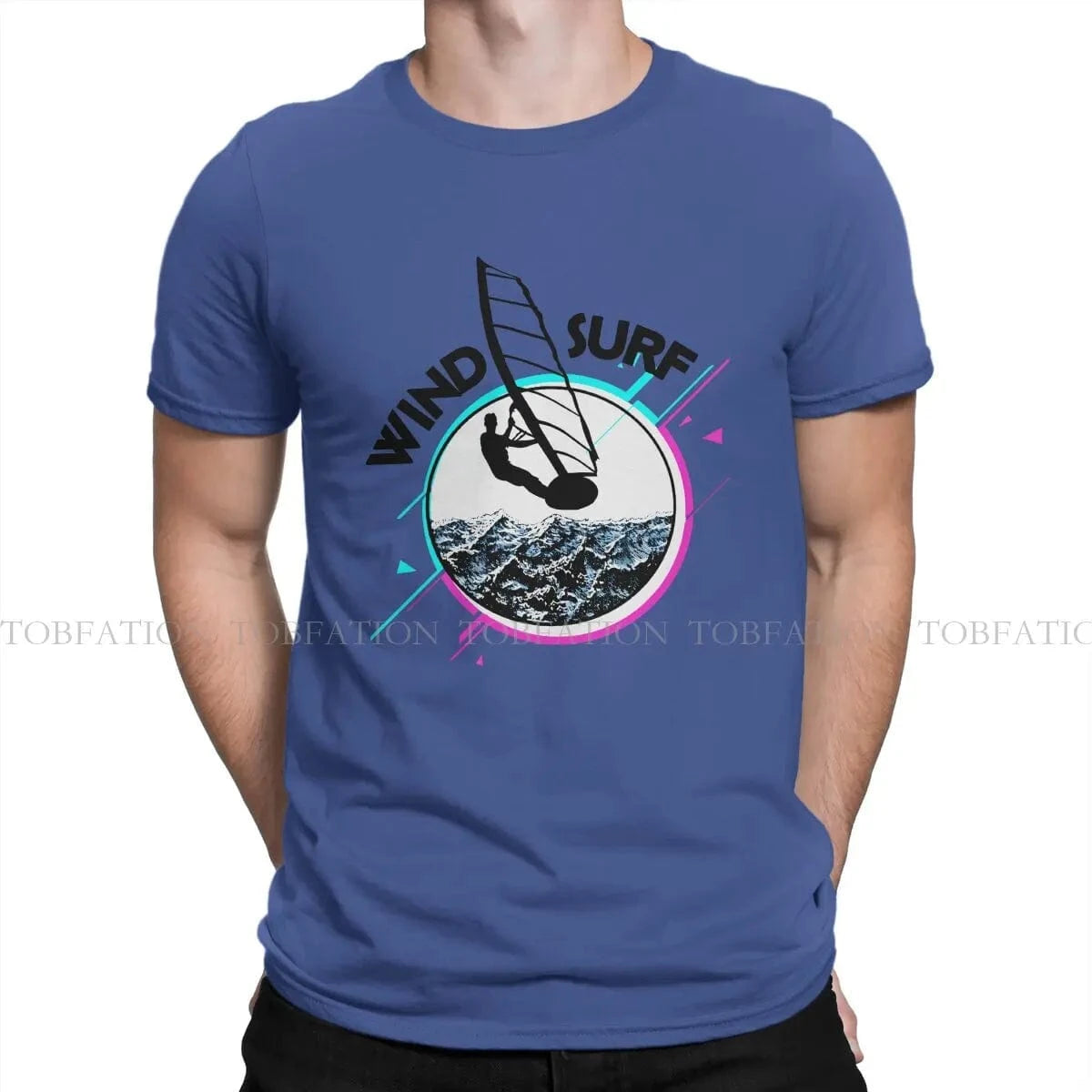 Windsurfing Gifts and Gear T-Shirt Blue / S Windsurfing T-Shirt Men Style Pure Cotton Round Neck