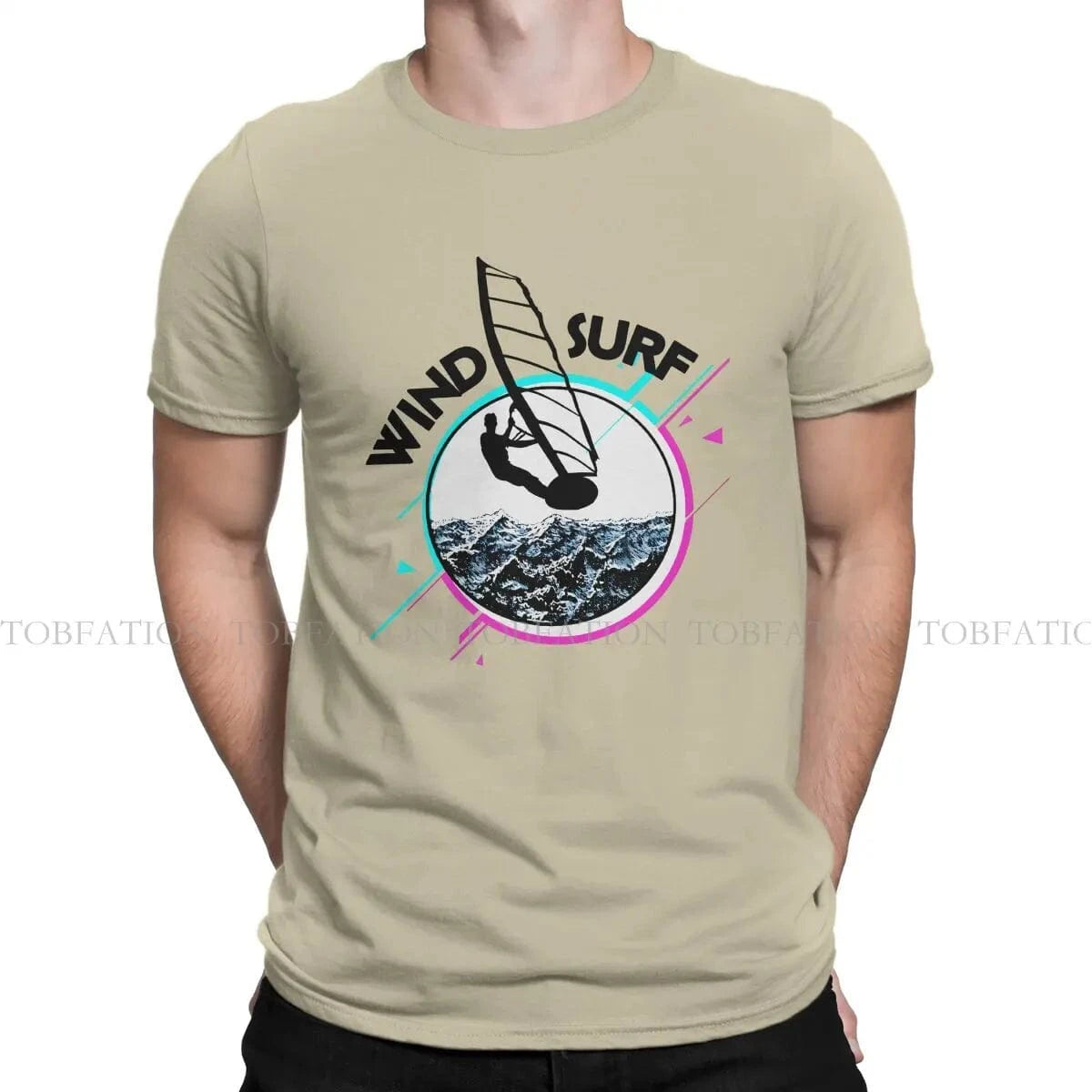 Windsurfing Gifts and Gear T-Shirt Khaki / S Windsurfing T-Shirt Men Style Pure Cotton Round Neck
