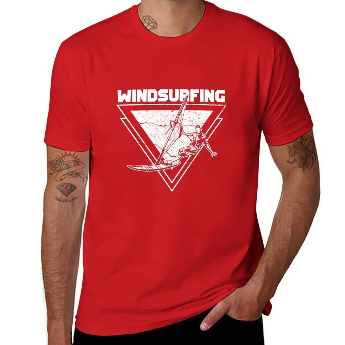 Windsurfing Gifts and Gear T-Shirt Red / 6XL Windsurfing T-Shirt summer top black t-shirts for men