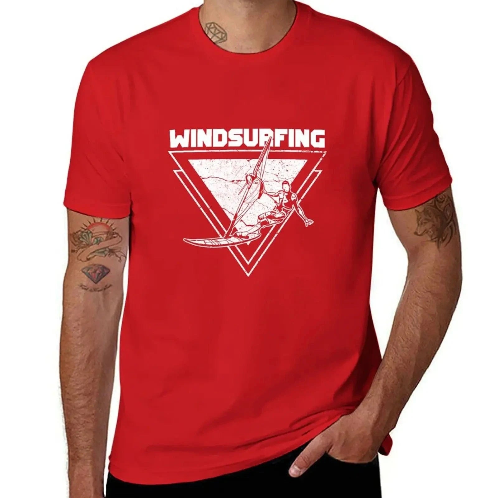 Windsurfing Gifts and Gear T-Shirt Red / XL Windsurfing T-Shirt summer top black t-shirts for men