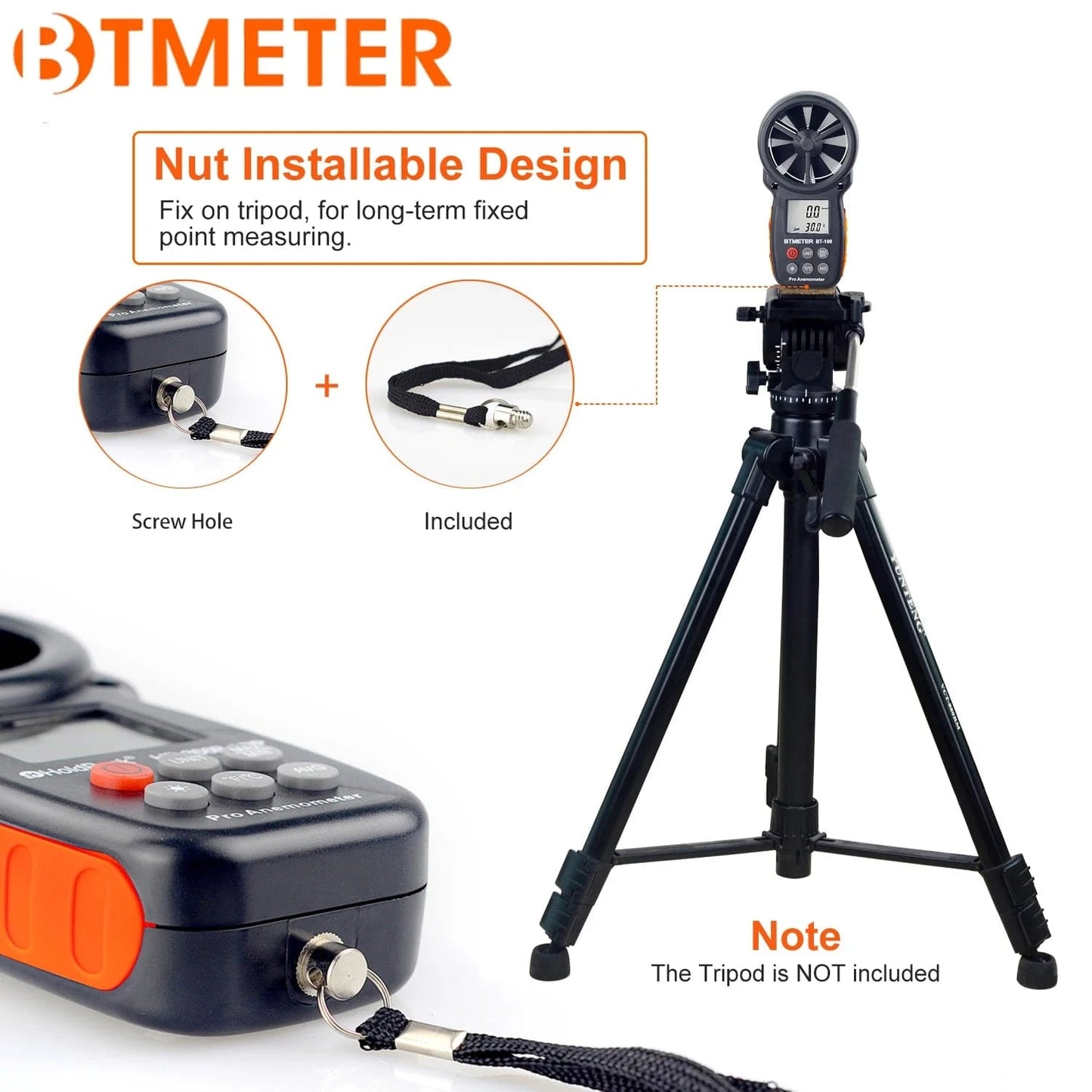 Windsurfing Gifts and Gear Windmeter BTMETER BT-100 Handheld Digital Anemometer,0-30 m/s Wind Speed Meters, Wind Speed Sensor for UAV ,Wind Chill, Surfing Shooting