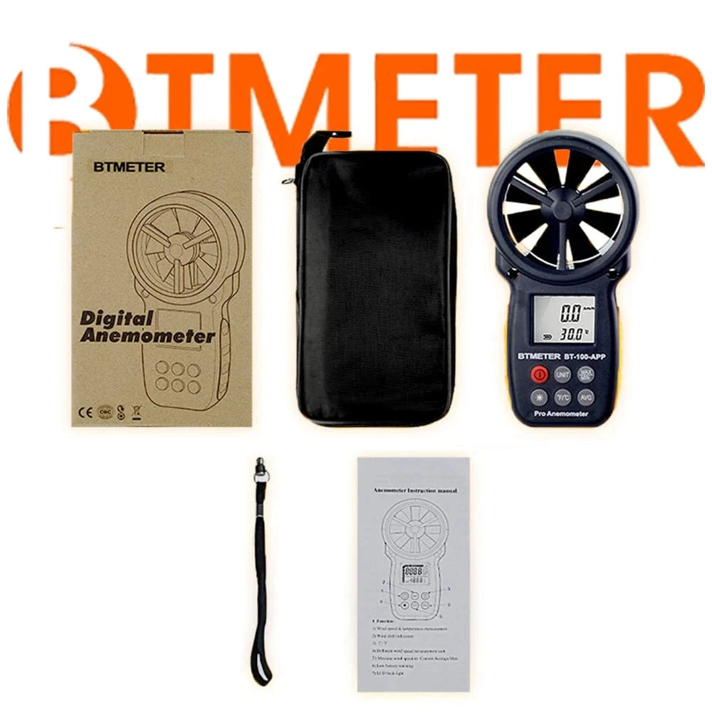 Windsurfing Gifts and Gear Windmeter BTMETER BT-100 Handheld Digital Anemometer,0-30 m/s Wind Speed Meters, Wind Speed Sensor for UAV ,Wind Chill, Surfing Shooting