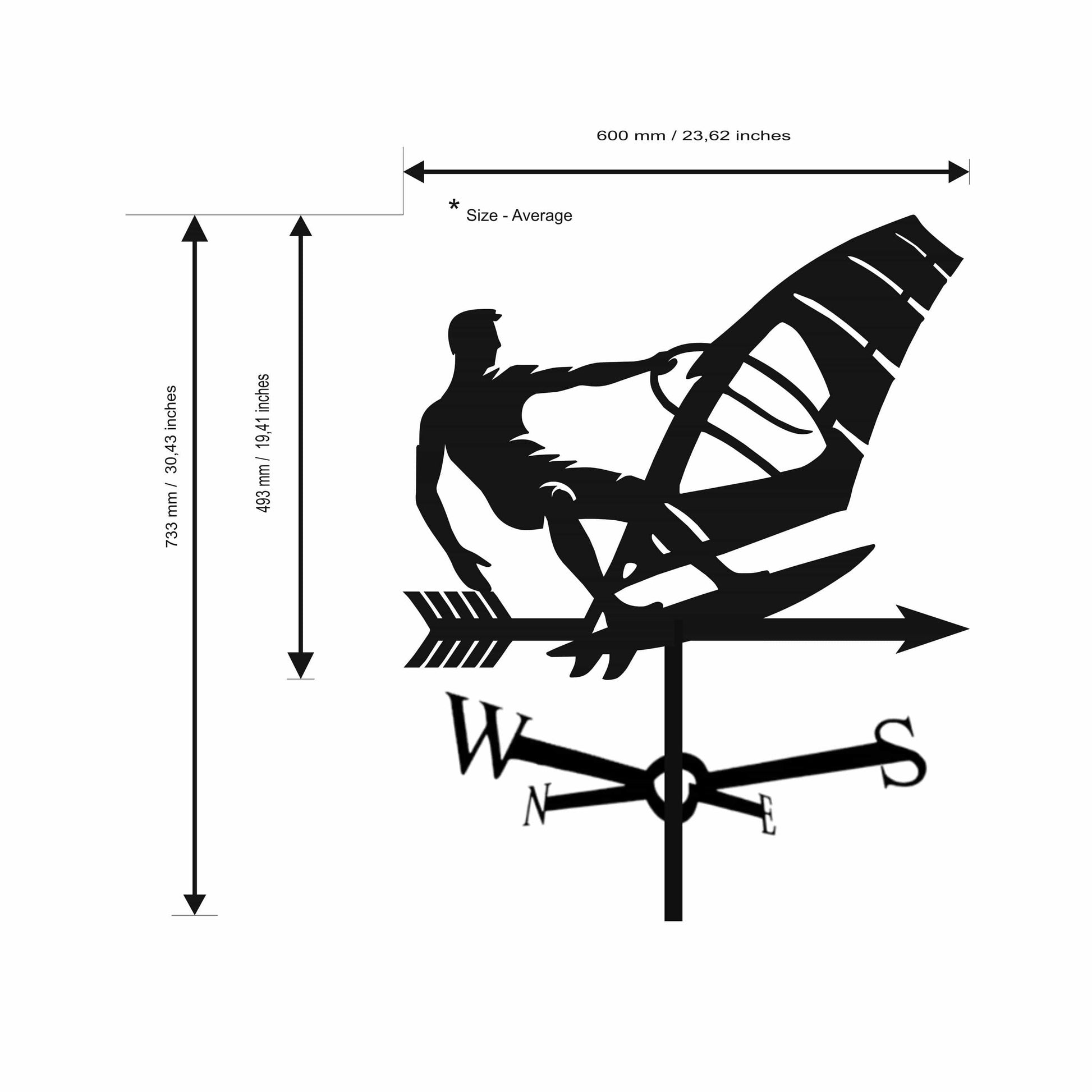 Windsurfing Gifts and Gear Windsurfer / Sailboard Weather Vane / Metal Decor for Roofs and Gardens