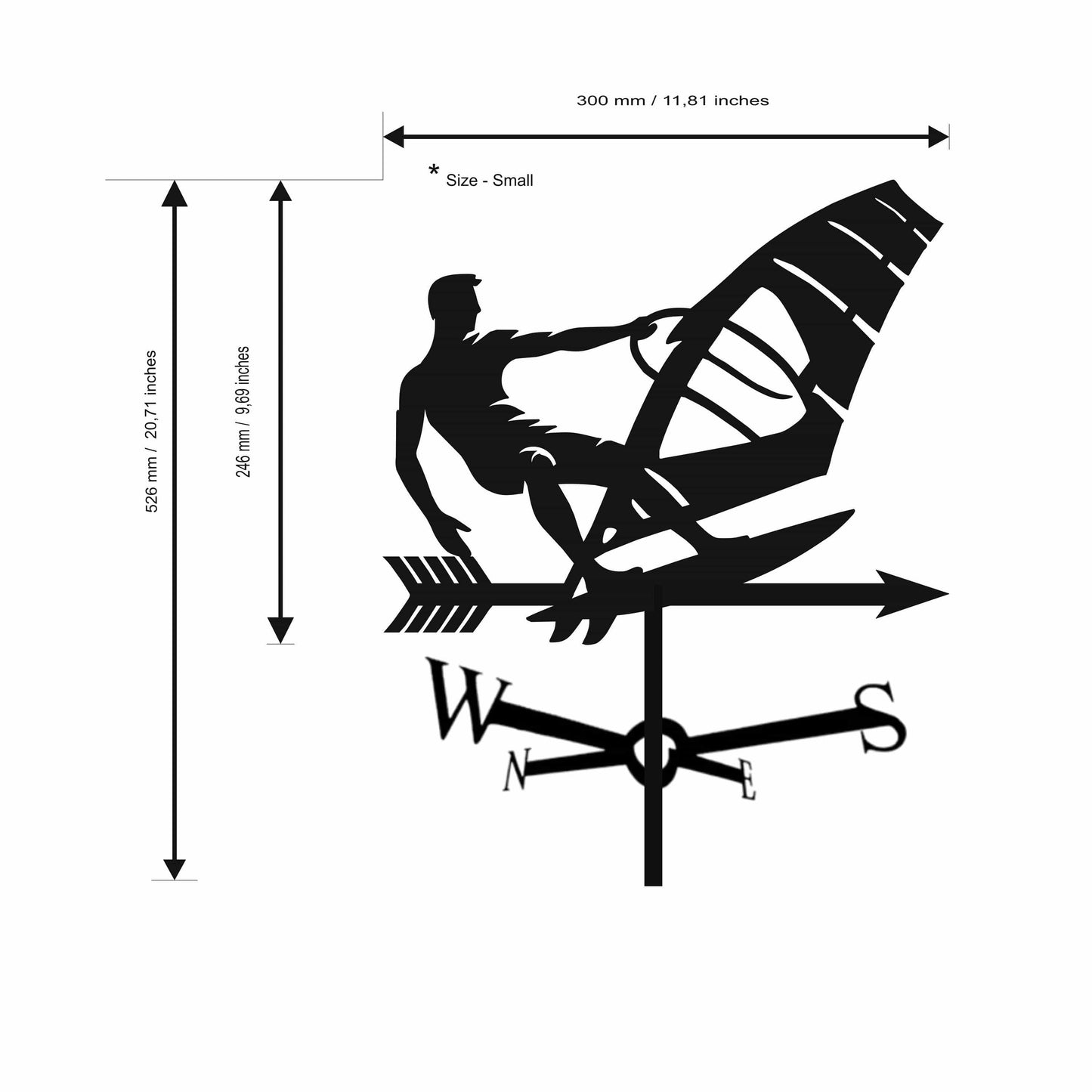Windsurfing Gifts and Gear Windsurfer / Sailboard Weather Vane / Metal Decor for Roofs and Gardens