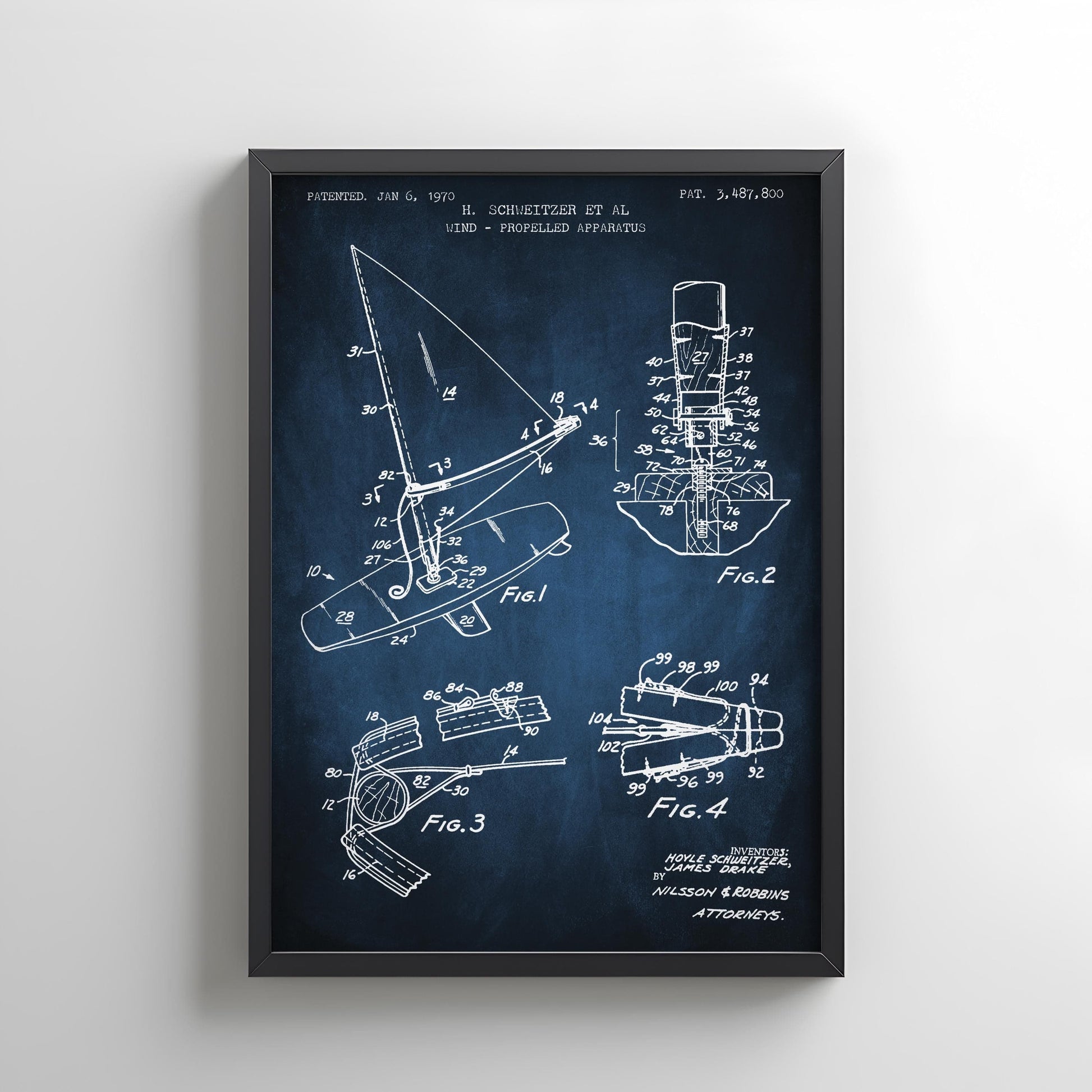 Windsurfing Gifts and Gear Decor First windsurfing  board design from US Patent Office. Poster gift for windsurfer, windsurfing, water sports, board sailing