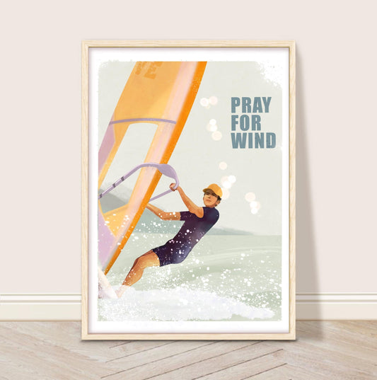 Windsurfing Gifts and Gear Decor Windsurf Art Print, Water Sports digital art, Retro Windsurfing Wall Art, Coastal House Decor, Vintage Lake Art Printable, Windsurfer gift