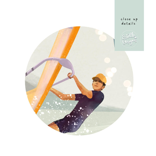 Windsurfing Gifts and Gear Decor Windsurf Art Print, Water Sports digital art, Retro Windsurfing Wall Art, Coastal House Decor, Vintage Lake Art Printable, Windsurfer gift