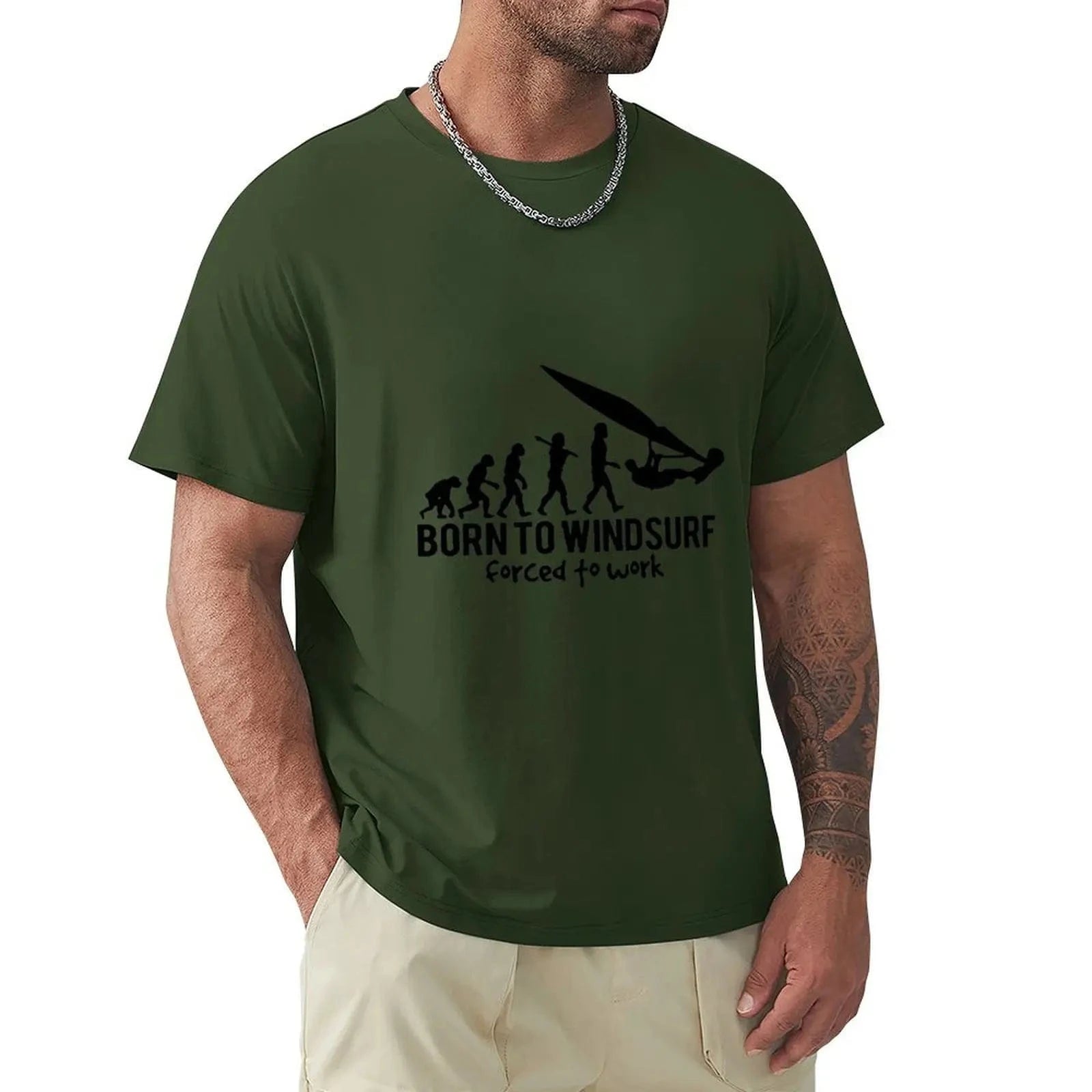 Windsurfing Gifts and Gear T-Shirt Army Green / L Born to Windsurf Gift Premium T-Shirt